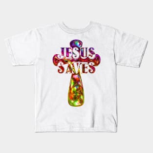 Jesus Saves Abstract Cross Art Kids T-Shirt